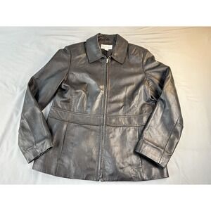 Vintage‎ Casual Corner Annex Leather Jacket Women's Medium Black Zip Moto